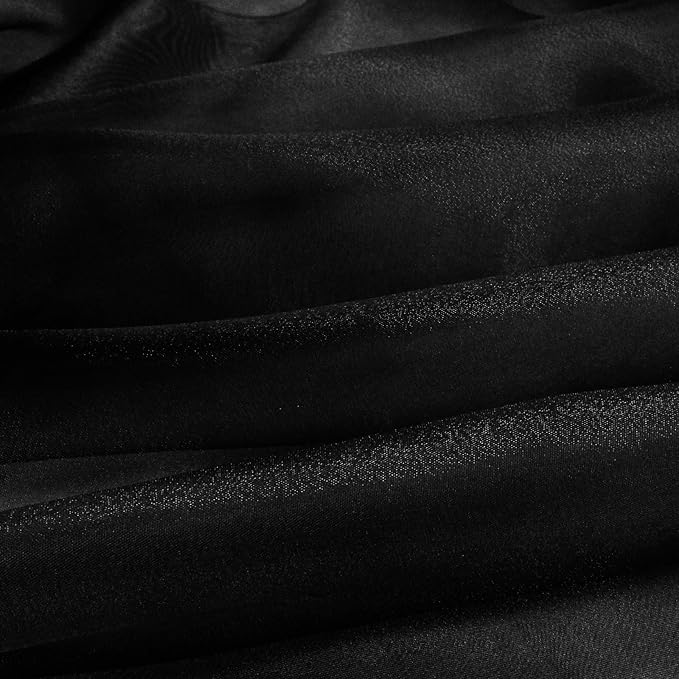 VACVELT Sheer Organza Fabric by The Yard, 60 Inch Wide Black Organza Fabric Bolt Bridal Sheer Tulle Fabric, Silk Organza Fabric Roll for Wedding Party Decorations Backdrop Curtain (10 Yards)