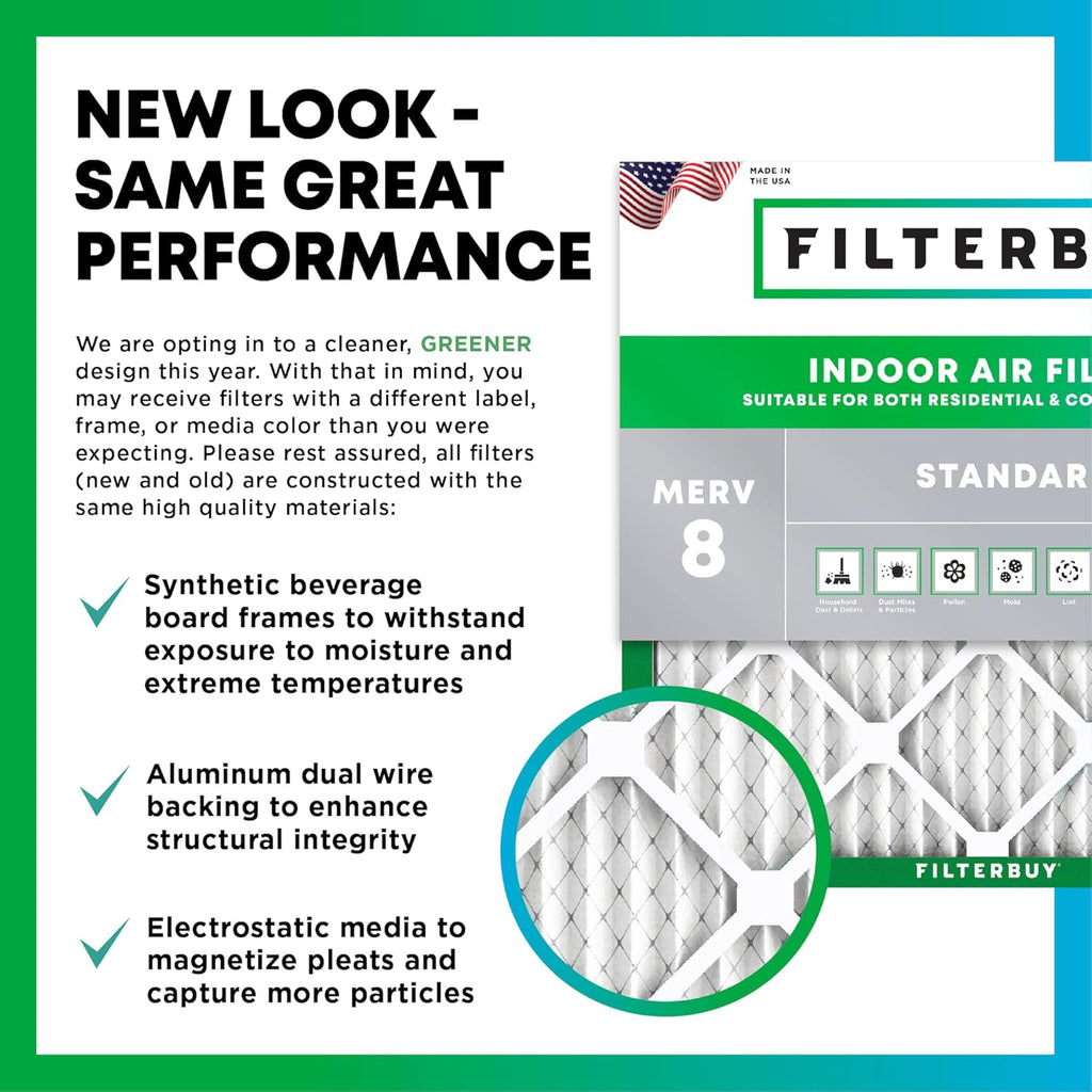 Filterbuy 19x27x1 Air Filter MERV 8 (MPR 700) Dust Defense Replacement (6-Pack), Electrostatic Pleated HVAC AC Furnace Filters, Made in USA (Actual Size: 19.00 x 27.00 x 0.75)
