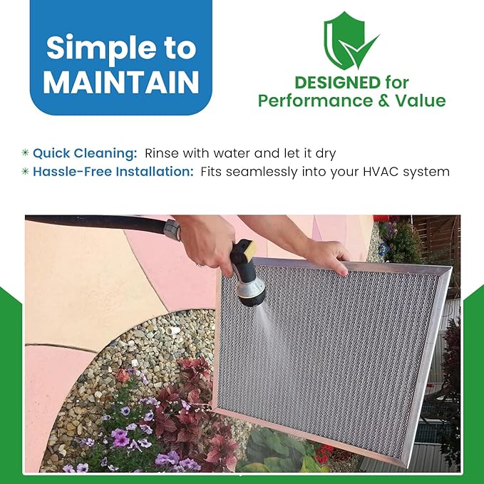 Filter Everything Electrostatic Furnace Filter – Washable & Reusable – 16 x 22 x 1 – Heavy-Duty Aluminum Frame – Permanent Home HVAC Air Filter