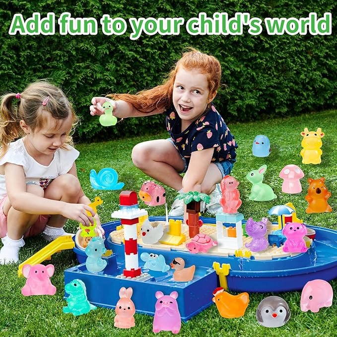 180pcs Luminous Mini Resin Animals Colorful Tiny Small Little Glow in the Dark Mini Resin Figures to Hide Miniature Animal Figurines for DIY Dollhouse Micro Garden Landscape Aquarium Decor Gift Crafts