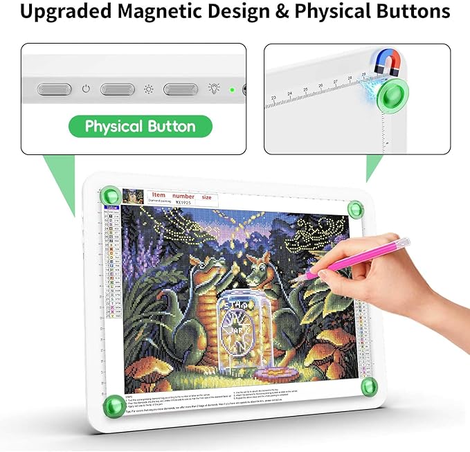 Up To 9000Lux Super Bright A4 Light Pad With Bag,Rechargeable light box with 4000mAH Lithium Battery for Cricut Weeding Vinyl Tool,Magnet light box for tracing,Diamond Painting,Sketching,Tattoo(White)