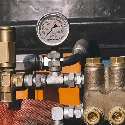 MEASUREMAN 2-1/2" Dial Size, Glycerin Filled Pressure Gauge, 0-1500psi/kpa, 304 Stainless Steel Case, 1/4" NPT Lower Mount