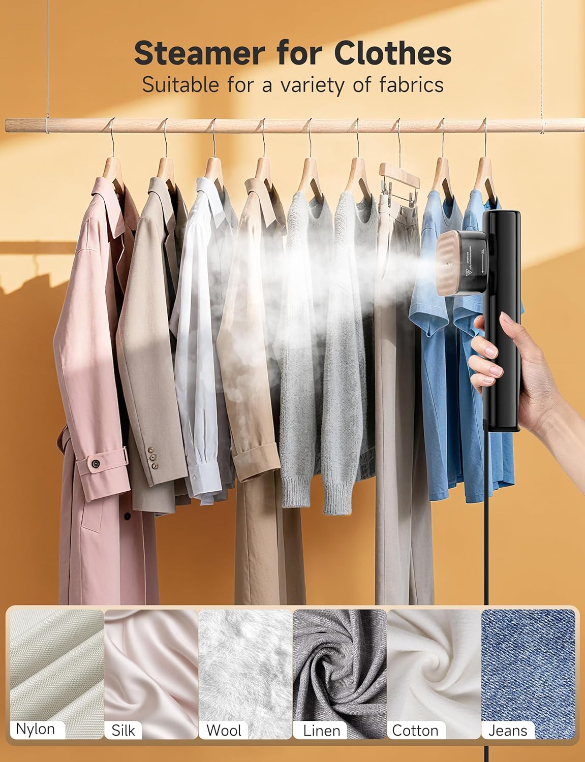 Travel Steamer for Clothes, Portable Handheld Design, Clothing Wrinkles Remover, Strong Penetrating Steam, 1200W Powerful 2 In 1 Steamer & Iron, 100ml Big Capacity, Home, Office, Travel