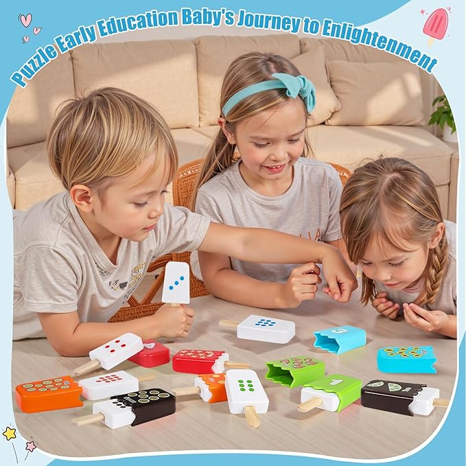 1-10 Number Matching Ice Cream Toy - 20 Pcs, Fun Number Toys for Kids, Toddler Number Learning Toys, Preschool Learning Activities, Montessori Toys Gift for 3+ Year Old Kids