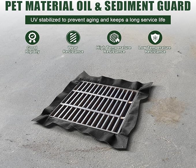 2 Pack PET Storm Drain Filter-47.2x47.2x23.6in Oil & Sediment Guard with 4 Lifting Loops,Square Witches Hat Catch Basin Filter for Parking lot Street Construction Site Industrial Plant