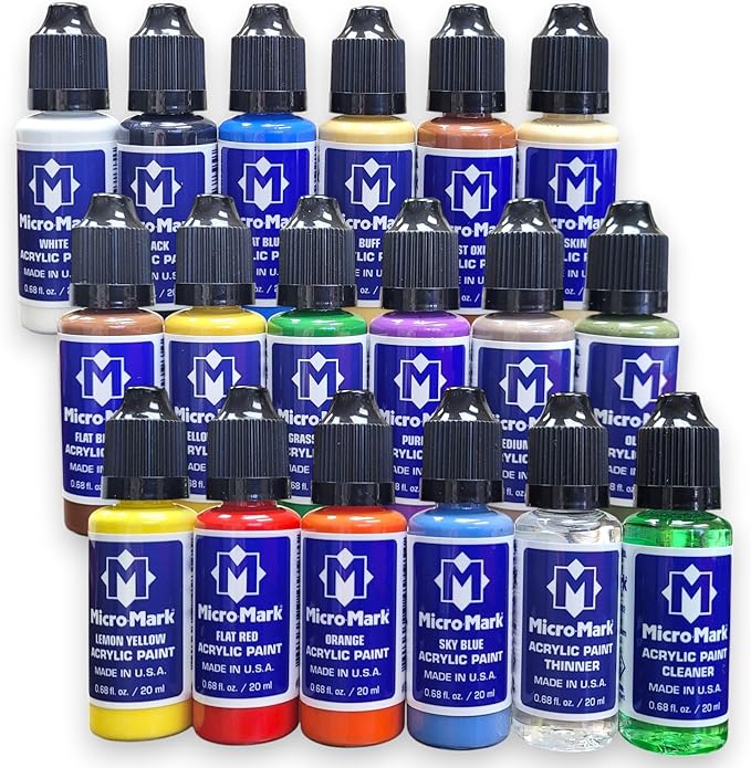 Micro-Mark Basic Color Model Paint Set – Versatile Acrylic Paints for Models, Miniatures, Crafters. Great for Figures, Crafts, Rock Painting, Canvas & More.