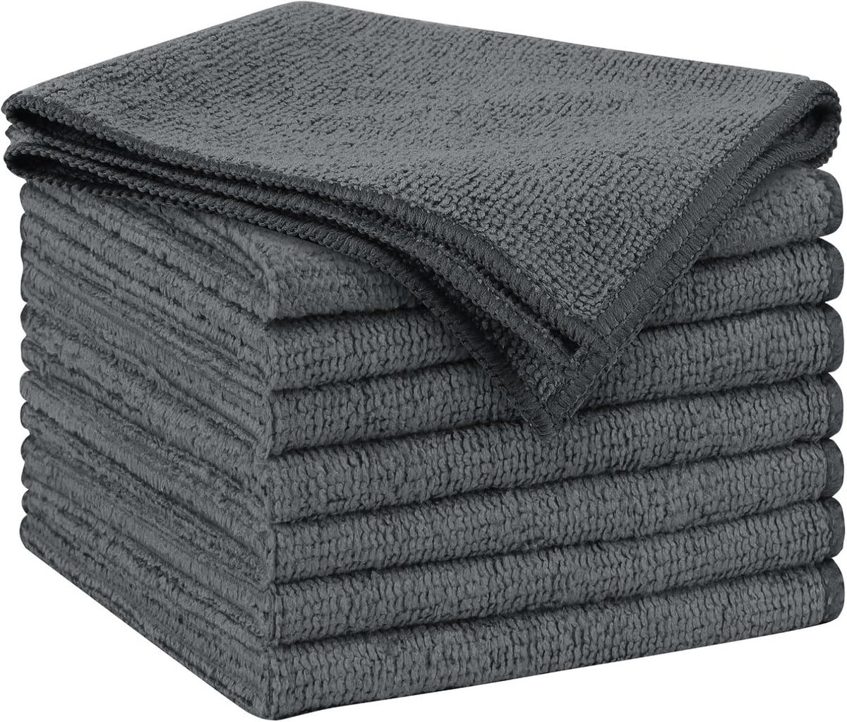 AIDEA Microfiber Cleaning Cloth Grey 8PK, Microfiber Towels for Cars, Premium Car Cloths, Dusting Cloth Lint Free Cleaning Rags for SUVs, House, Kitchen, Window, Workshops,11.5×11.5"