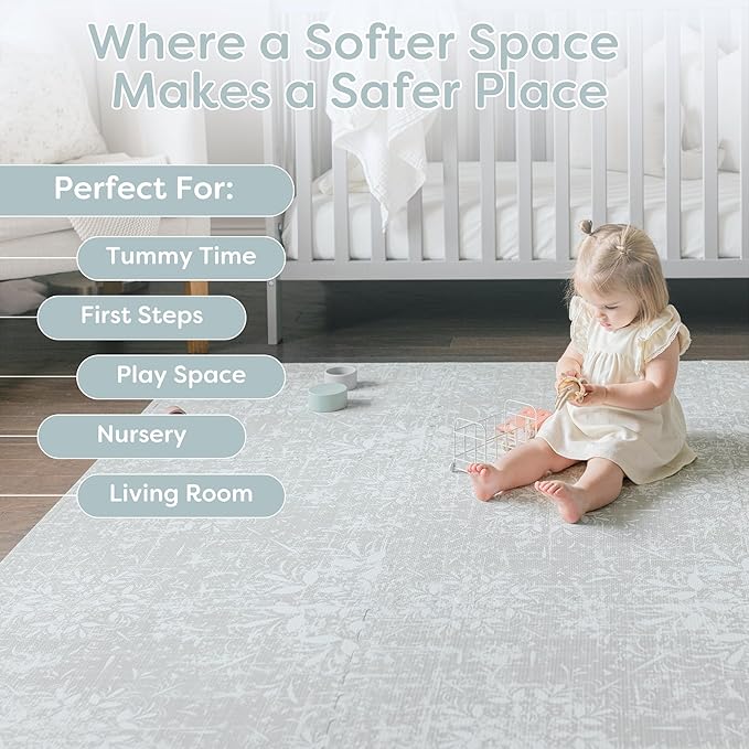 Baby Play Mats for Floor - Eden (4x6ft) - Premium EVA Foam Play Mat for Babies & Toddlers - Perfect for Tummy Time, Crawling, Playroom - Stylish & Comfortable Kids Play Mat