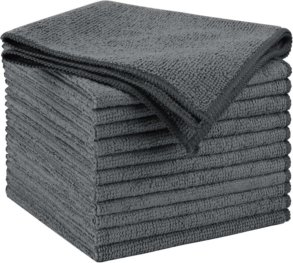 AIDEA Microfiber Cleaning Cloth Grey 12PK, Microfiber Towels for Cars, Premium Car Cloths, Dusting Cloth Lint Free Cleaning Rags for SUVs, House, Kitchen, Window, Workshops,11.5×11.5"