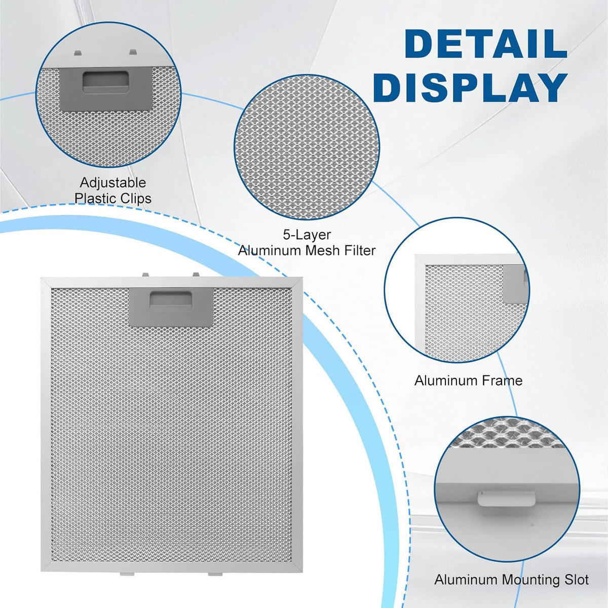 2-Pack W10169961A Range Hood Filter 10.5" X 12" With 5-Layer Aluminum Mesh Fit for Whirlpool, Kitchen Aid, Jenn-Air Range Hoods by ENKTIK (3)