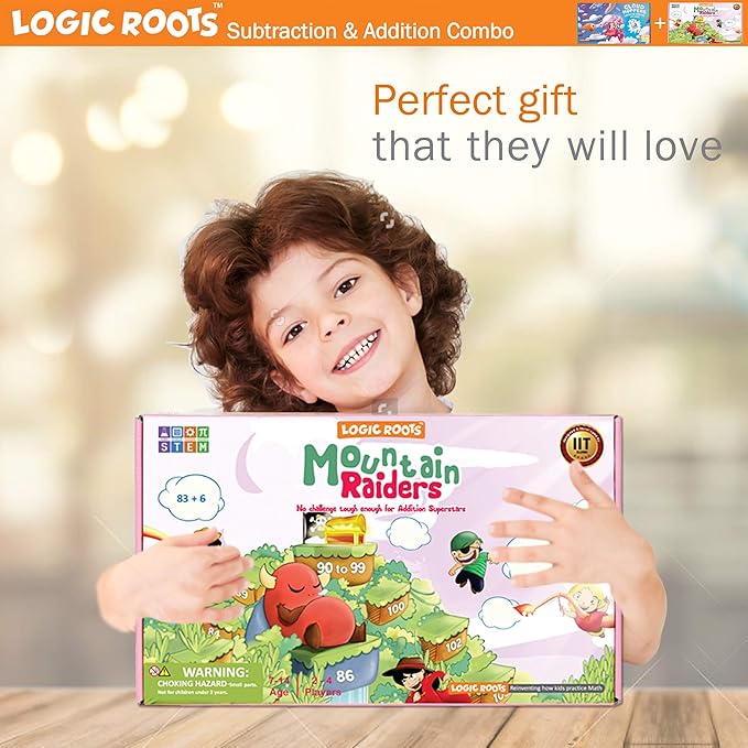 Addition and Subtraction Games - Pack of 2, Cloud Hoppers & Mountain Raiders, Math Board Games and STEM Toys for 7 Year and Up, Gift for Kids (Girls & Boys), Homeschoolers, Grade 1 & Up