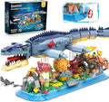 Mosasaurus Building Set with LED Light, 1219 PCS Movable Ocean Animal Building Block Toy with Nautiluses Jellyfish Squid Coral Reef, Ancient Reptile Home Decor Gift for Adults Teens Boys 12+
