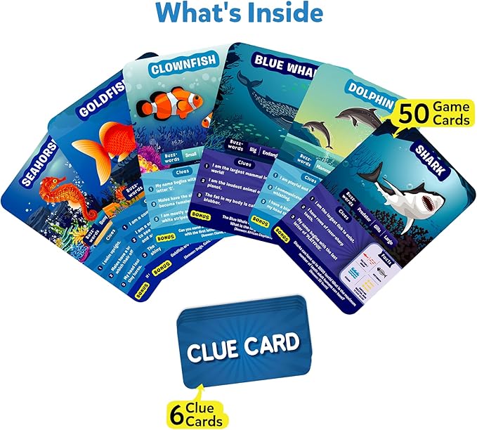 Skillmatics Guess in 10 Underwater Animals, Perfect for Boys, Girls, Kids, and Families Who Love Card Games, Toys, Board Games, Gifts for Ages 8, 9, 10 and Up