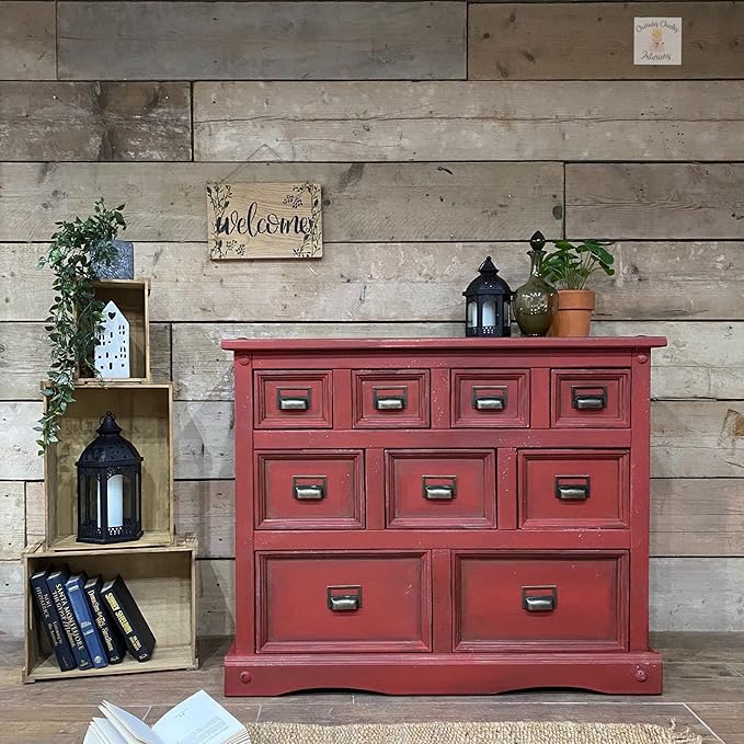 Dixie Belle Paint Company Chalk Finish Furniture Paint - Barn Red (16oz) - Matte Deep Red Chic Chalk Mineral DIY Furniture Paint