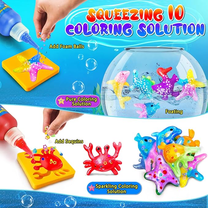 JOPSHEEN Magic Water Elf Toy Kit for Kids - Water Pets with 10 Colors - DIY Squishies Maker Crafts Birthday Gifts for Boys and Girls