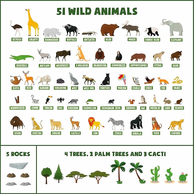 BONNYCO Felt Board for Toddlers with 116 Jungle Animals Figures. Montessori and Sensory Toys, Birthday Gifts for Kids 3-8 Years Old. Educational Games Learning Activities Christmas