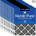 Nordic Pure 20x25x2 (Actual Size: 19 1/2 x 24 1/2 x 1 3/4) Furnace Air Filters MERV 12 Pleated Plus Carbon 12 Pack