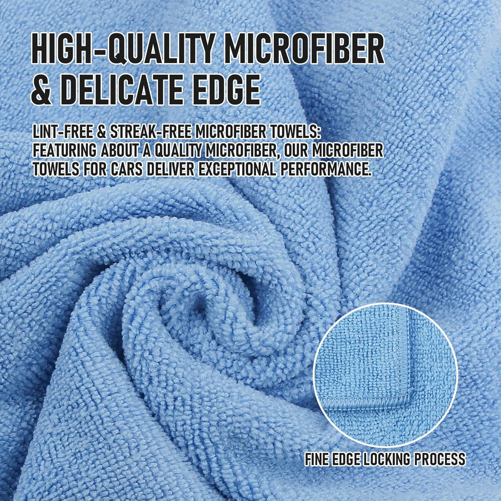 Tricol Clean Microfiber Cleaning Cloth, 16in*16in, 12 Pack Ultra-Thick Cleaning Rags, Super Absorbent, Lint Free & Streak Free Cleaning Towels for Car, House, Kitchen, Office
