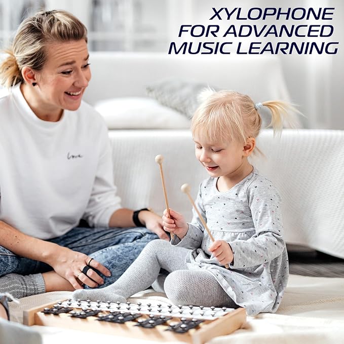 MINIARTIS Glockenspiel Xylophone | Full Size Glockenspiel Xylophone 27 Note Metal Keys for Adults & Kids | Percussion Musical Instrument Includes 2 Wooden Beaters and Carry Case