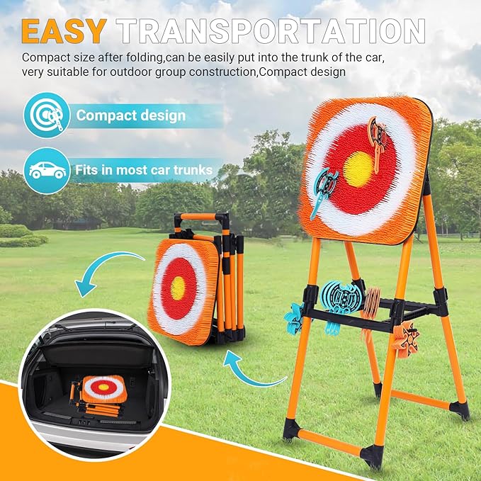 Axe Throwing Game Bristle Target with 16 Throwing Axes, Axe Throwing Outdoor Games for Kids Adults and Family, Backyard Games, Yard Game