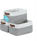 OrganiHaus Small Fabric Storage Bins for Shelves 3 Pack, 12x8in Closet Storage Bins for Shelves, Cloth Baskets for Organizing, Linen Closet Organizers, Fabric Basket, Shelf Organizer Bins Gray/White