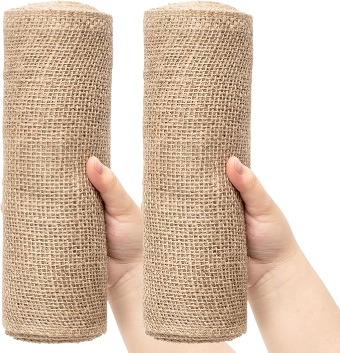 10 Inch Natural Burlap Fabric Roll - 10 Yards Jute Fabric Ribbon for DIY Gift Wrapping Craft Projects, Wedding, Christmas Home Decoration (25 cm, 10 in)