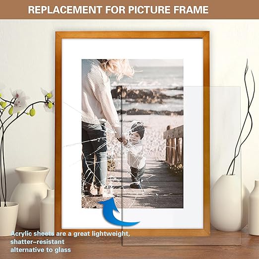 10 Pack 7.87x9.84 Clear Acrylic Sheet 1mm Thick, Clear Plexiglass Sheet 20x25cm, Plastic Plexiglass Board Acrylic Board for Wall Crafts Glass Picture Frame DIY Projects Signs and Painting