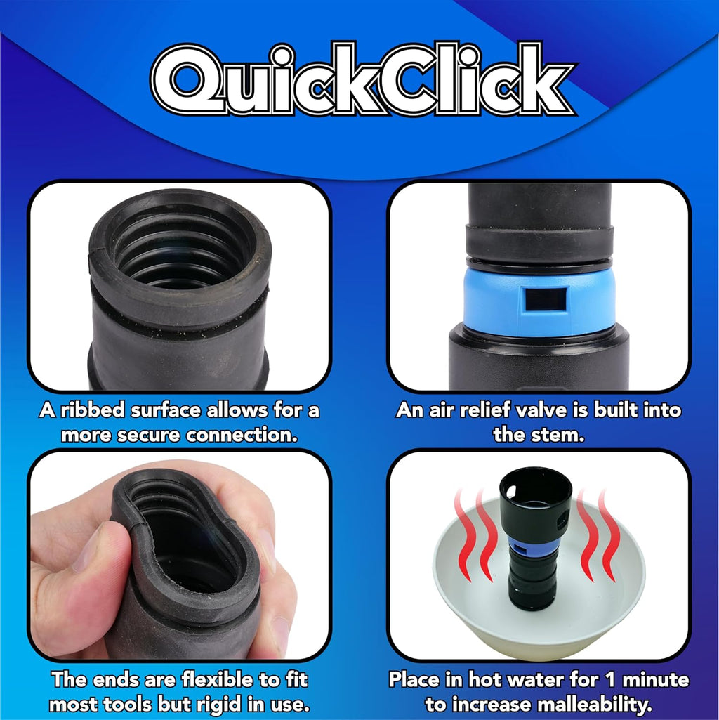 Cen-Tec Systems 94731 Quick Click 30 Ft. Hose for Home and Shop Vacuums with Expanded Multi-Brand Power Tool Adapter Set for Dust Collection