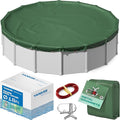 Yankee Emerald Series Pool Covers for Above Ground Pools | Round 18 ft Swimming Pool Cover w/Steel-Core Cable, Winch for Winterization | 9 mil Medium-Thickness for Off-Season, On-Season Protection