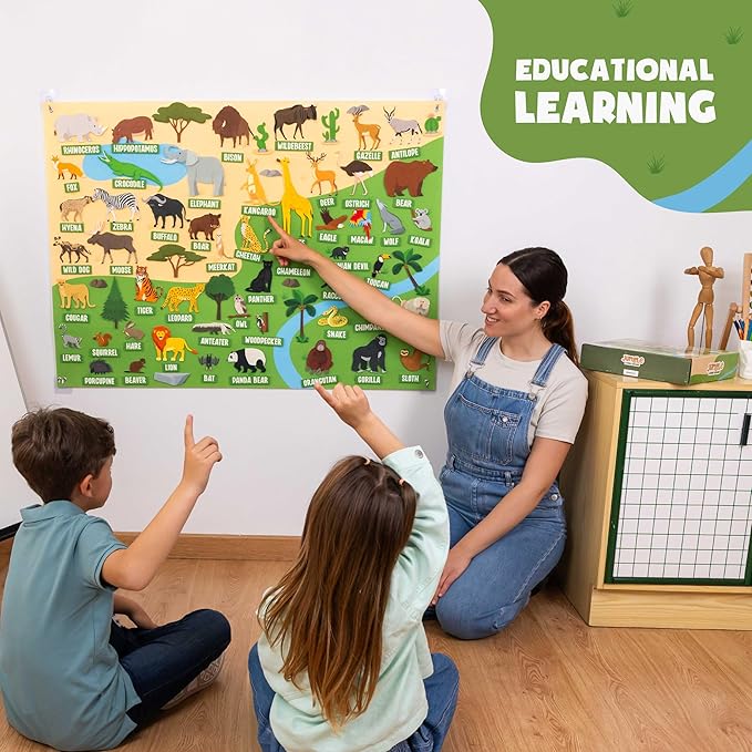 BONNYCO Felt Board for Toddlers with 116 Jungle Animals Figures. Montessori and Sensory Toys, Birthday Gifts for Kids 3-8 Years Old. Educational Games Learning Activities Christmas