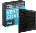 Repa Market 12 x 12 Inch (Outer) Black Square Air Vent Cover - Plastic Fresh Air Intake Vent - AC Cover with Nylon Mesh Screen, Wall, Ceiling HVAC Return Air Register, Modern Soffit Vents