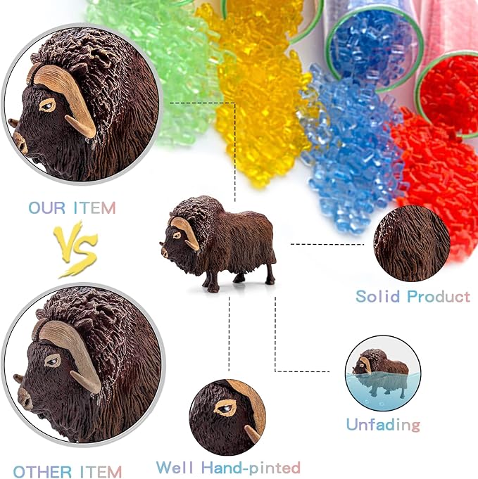 LC JoyCre Bulls Toys Cows Figurines 4PCS Realistic Big Swiss Cow Figures Toys for Toddlers African Bull Musk Ox Cow Figures for Kids Birthday 3 4 5 6 Year Old