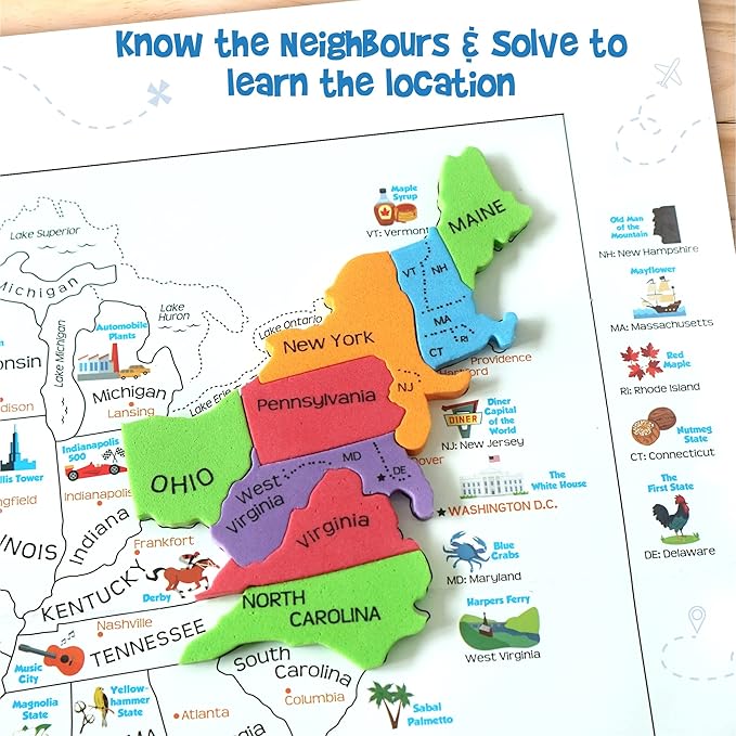 Imagimake Mapology United States Puzzle | Educational Toys for Kids 5-7 | Learn USA States Along with Their Fun Facts | Puzzles for Kids Ages 4-8