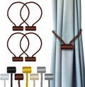 Hion Magnetic Curtain Tiebacks Dark Brown 4 Pack, Curtain Tiebacks Buckles Holdbacks Holders Hooks Clip for Home Bedroom Office Decorative Thick or Thin Curtain