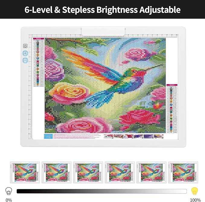 KOBAIBAN Wireless A4 Light Pad with Carry Bag, Innovative Stand, Top Clip, Stepless/ 6-Level Dimmable Brightness Rechargeable tracing Light Box/Board for Cricut Weeding Vinyl, Diamond Painting (White)