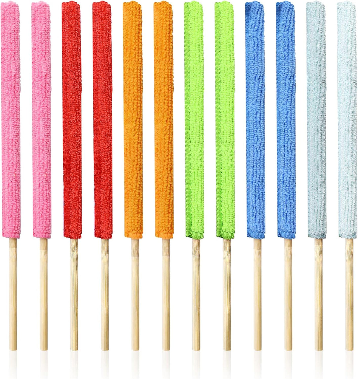 12 Pcs Microfiber Detail Duster Sticks Fan Cleaning Brush Crevice Cleaning Tool AC Vent Cleaner Mini Split Cleaning Kit Fan Blade Cleaner Dusters for Cleaning Home Car Window Blind(Multicolors)