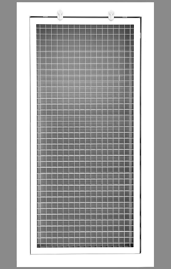 HVAC Premium 8" x 24" Cube Core Eggcrate Return Air Filter Grille for 1" Filter - Aluminum - White [Outer Dimensions: 10.5" x 26.5"]