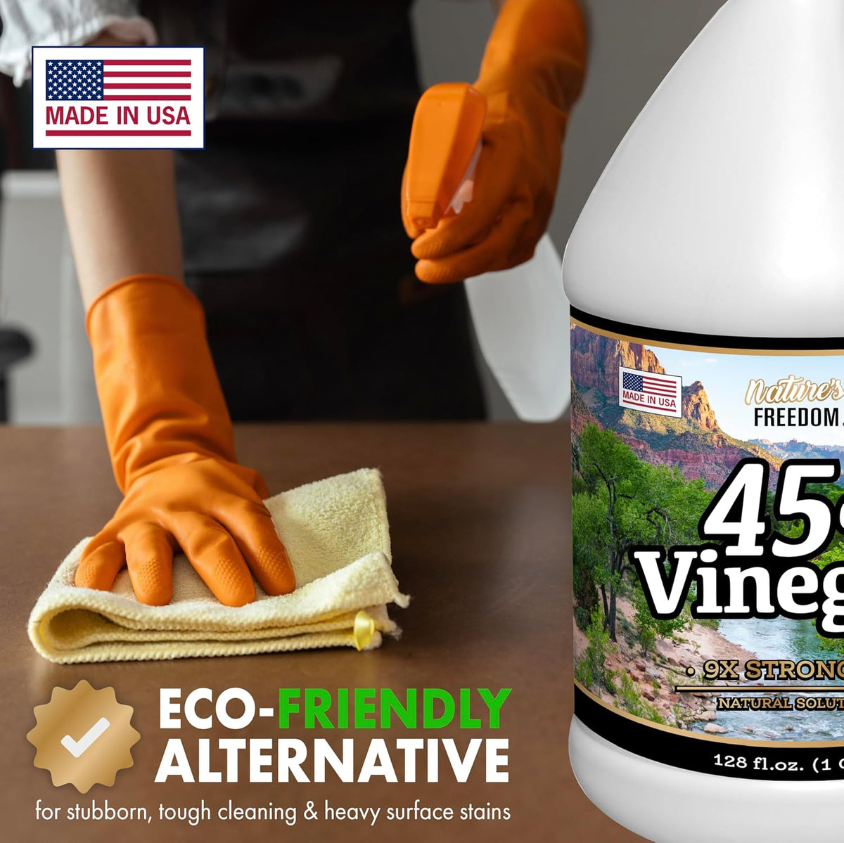 Nature's Freedom 45% Concentrated Vinegar, 4 Gallons - Dilutes to 36 Gallons - 9x Strength Multi-Purpose Solution