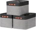 DULLEMELO Fabric Baskets for Storage, Rectangular Fabric Storage Bins Collapsible, Perfect for Shelves, Closets, Nursery, Empty Gift Baskets (3-Pack Medium-15 inch X 11 inch X 9.5 inch , Black&Grey)