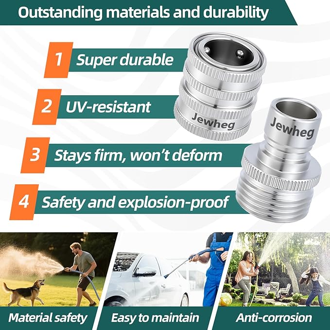 Quick Connect Hose Fittings，2025 upgraded version Garden Hose Quick Disconnect Set， Universal Fit 3/4 Inch GHT Stainless Steel, Water Hose Connector，Quick Release Hose Connector，3 Pack，