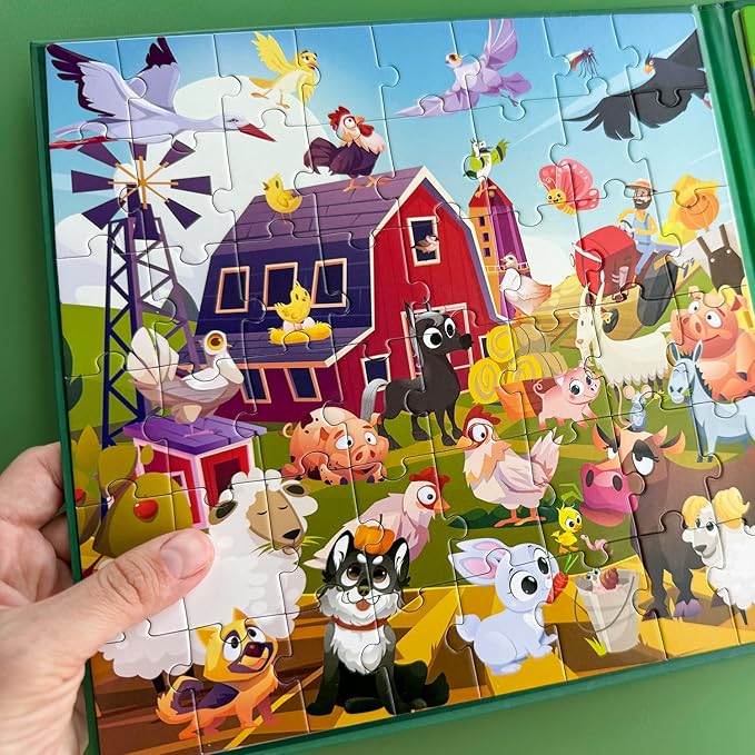 QUOKKA Magnetic Puzzles for Kids Ages 3-5 - 2x48 Travel Puzzles Games for Toddlers 3-4 Years Old - Activities Car Toy for Boys and Girls 4-6 yo - Farm & Forest Animals Learning Magnet for Road Trip