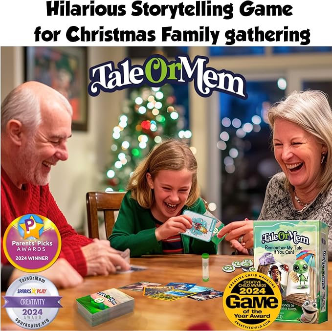 TaleOrMem - Award-Winning Storytelling Cards, Fun Family Card Games, Improv Games for Kids & Adults, with 180 Story Telling Cards & 60 Story Starters. Boosts creativity, a party game for 3-8 Players