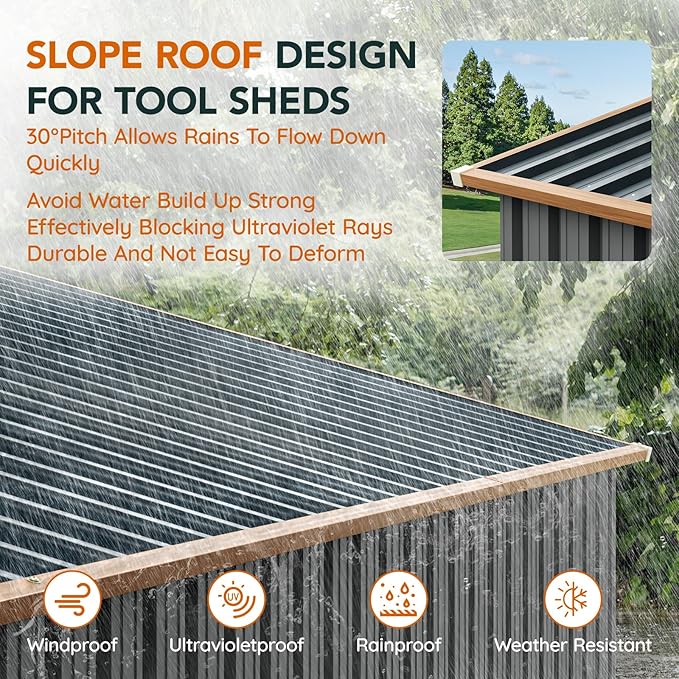 10x12x7.4FT Multi-Used Shed & Outdoor Storage Shed with Lockable Doors, Windows and Vents, Extra Large Metal Tool Shed for Garden, Backyard, Patio, Utility, and Various Storage Shed(Matte Gray)