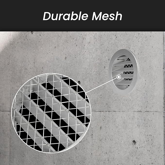 Repa Market 8" Inch Scratch Resistant Black Soffit Air Vent Cover - Aluminum Louvered Round Gable Vent with Mesh Screen - Exhaust/Intake Ventilation Grill for House - Outdoor Metal Duct Grate
