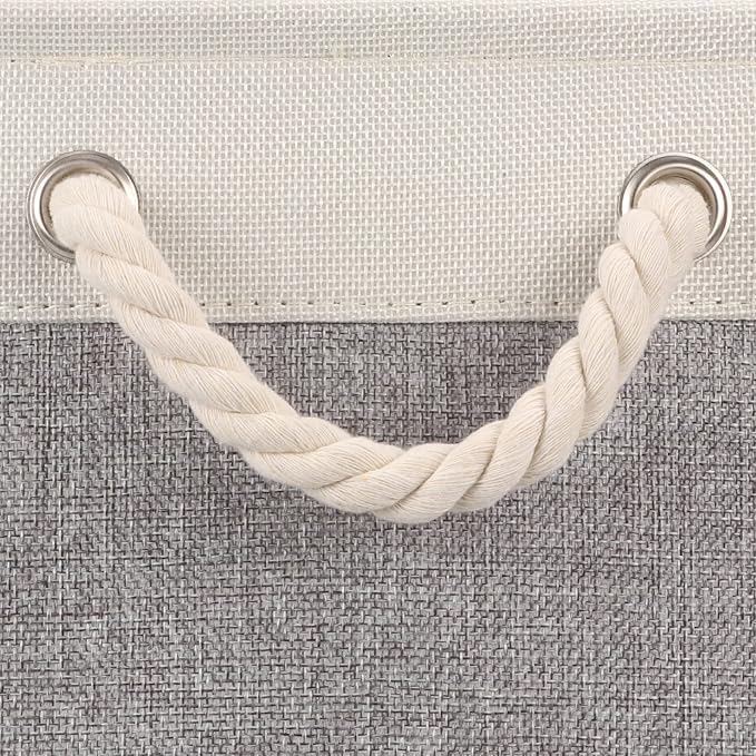 Bidtakay Storage Baskets for Organizing Large Storage Bins for Shelves 2 Pack 16x12 in Fabric Baskets for Blanket Nursery Toy Storage Collapsible Organizer Bins Closet Organizers Storage-Grey&White