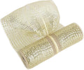 MEEDEE Champagne Deco Mesh 10 Inch Deluxe Wide Foil Metallic Pull Up Mesh Champagne Gold Mesh Ribbon for Christmas Tree, Wreaths, Garland, Gift Wrapping, Bows Making (30 Feet)
