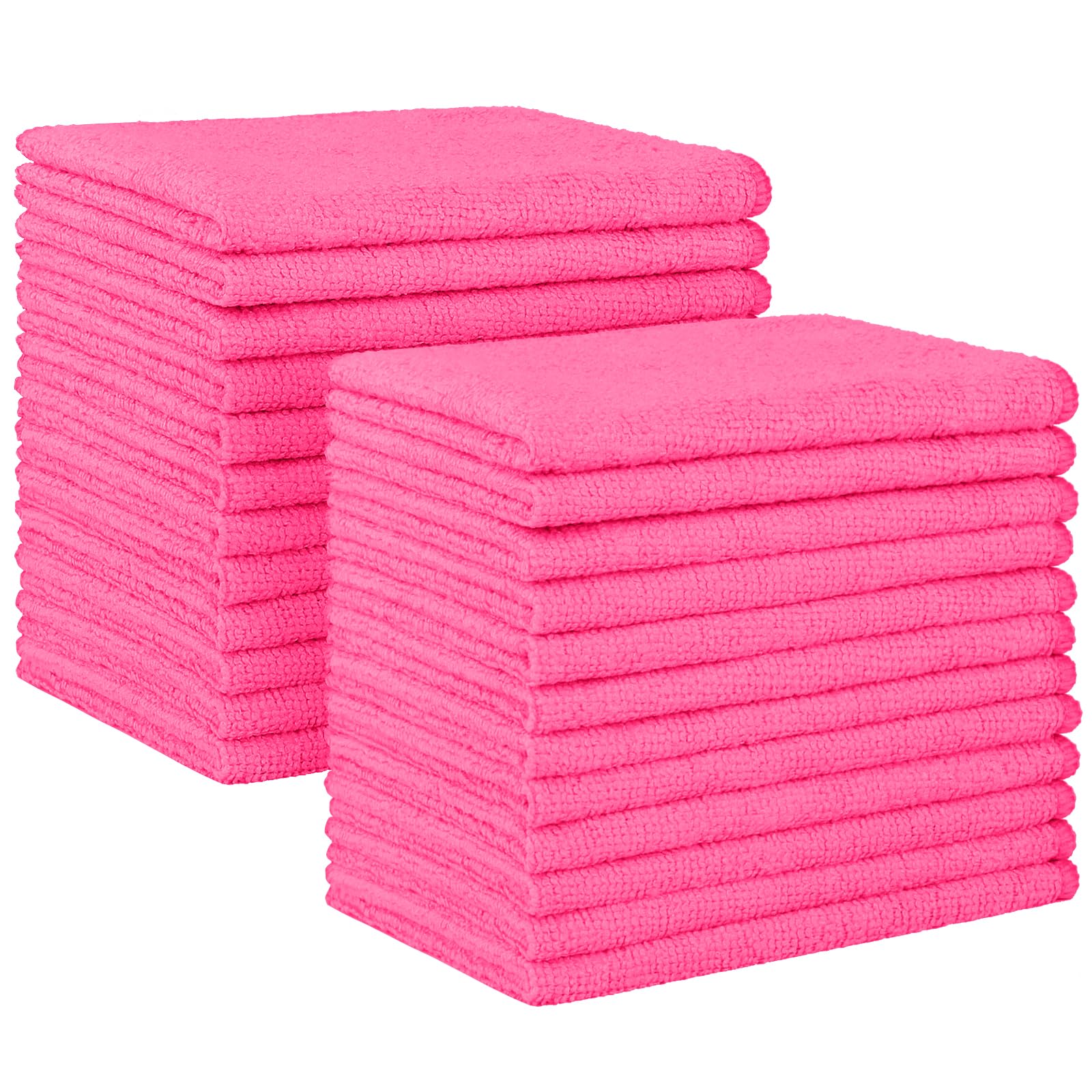 HOMEXCEL Pink Microfiber Cleaning Cloth, 24 Pack Absorbent Cleaning Rags, Lint-Free, Streak-Free Cleaning Towels for Car Kitchen