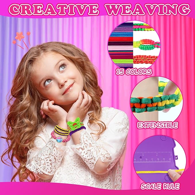 civan Friendship Bracelet Making Kit - Crafts for Kid Girls Toys Ages 8-13, String Bracelet Maker Tool with Beads - Kids Jewelry-Making Kit Christmas Birthday Gift for Girls 6 7 8 9 10 11 12 13
