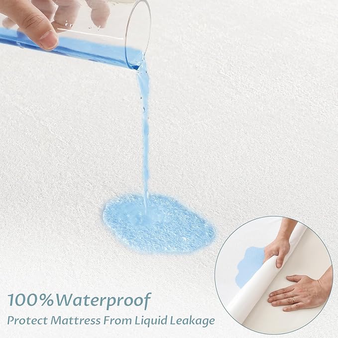 California King Size Waterproof Mattress Protector Fitted Terry Mattress Pad Cover with Deep Pocket Up to 18''