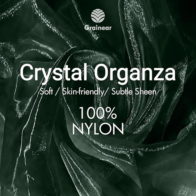 Hunter Green Crystal Organza Fabric – 16" x 5 Yards Lightweight Sheer Tulle for Bows, Tutus, Table Runners, Gift Wrapping, Crafts & DIY Sewing (Folded Package)